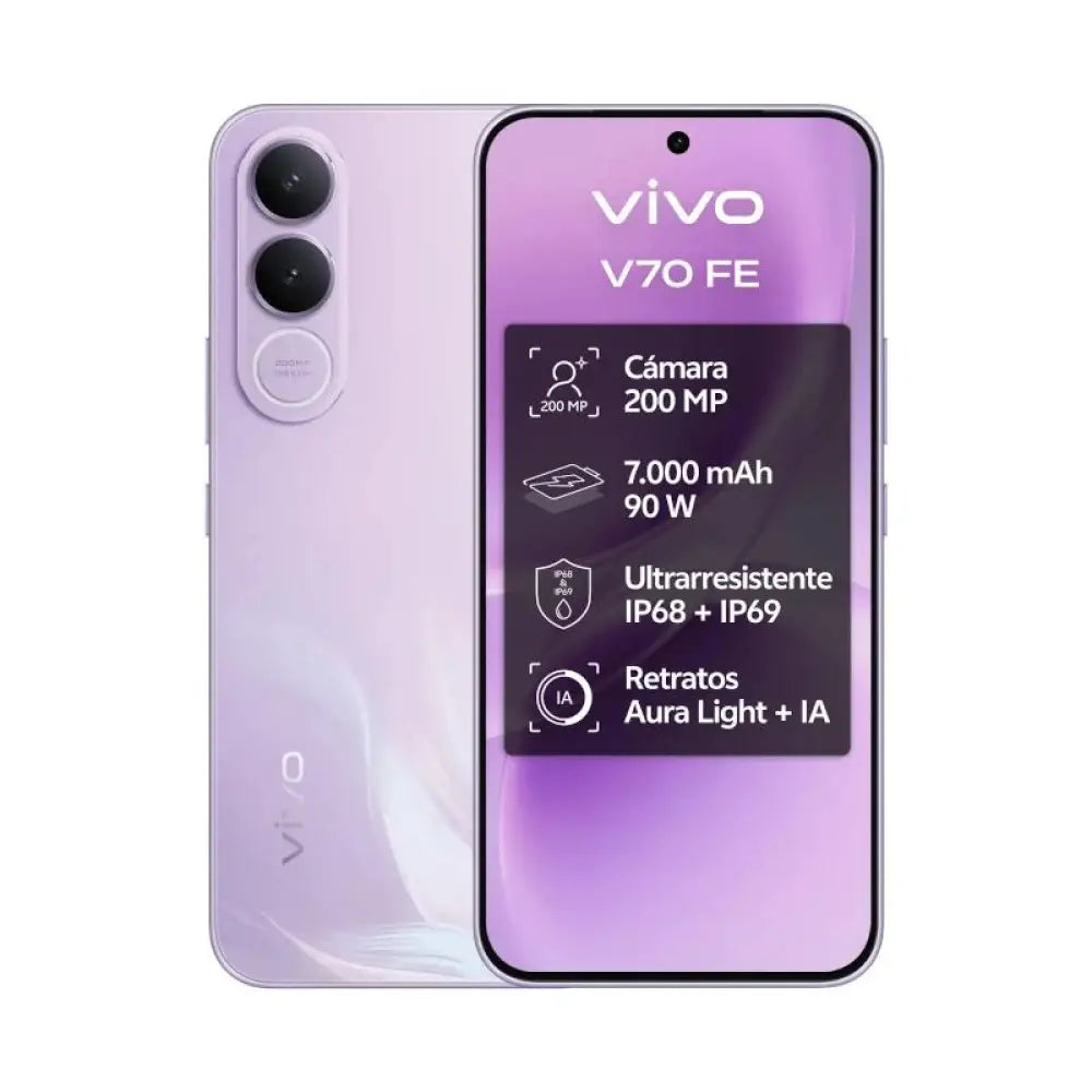 VIVO V70 FE 8Gb 512Gb Bundle Ch90w+ Buds3 Purple - detalle