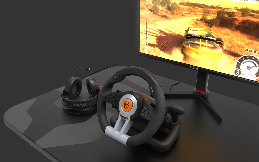 VOLANTE Y PEDALES KROM K-WHEEL MULTIPLATAFORMA (PS4, XBOX ONE,etc) - detalle