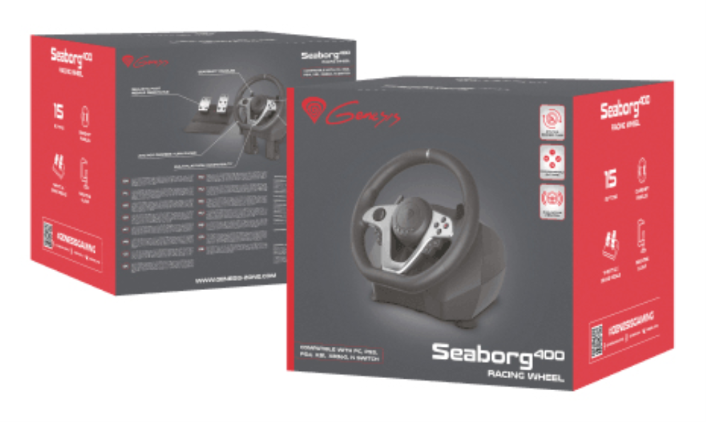 VOLANTE Y PEDALES SEABORG 400 USB MINI JACK VIBRACION MULTIPLATAFORMA - detalle