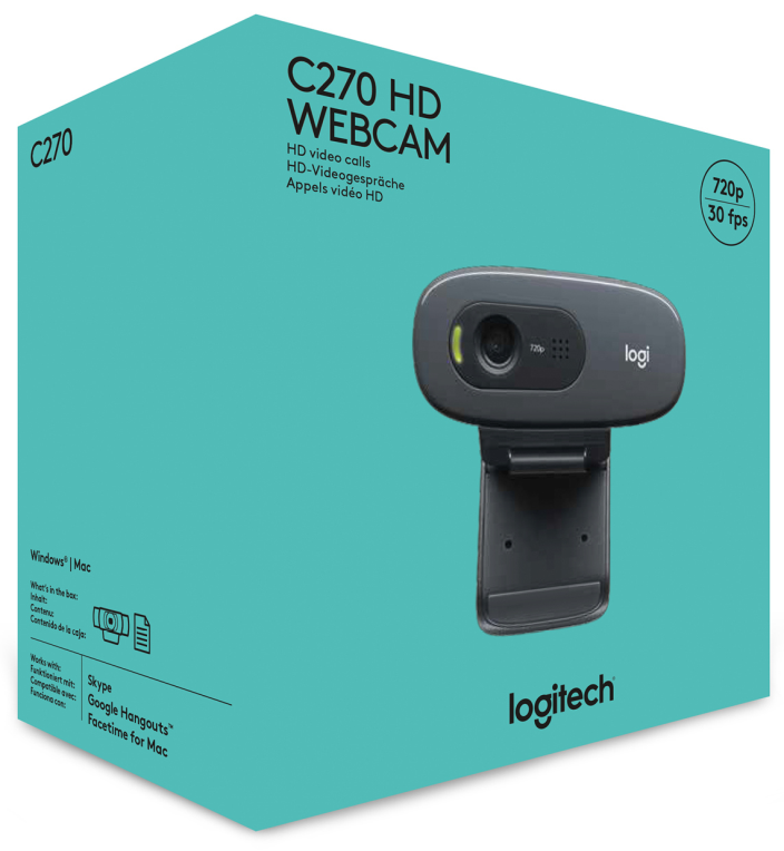 WEBCAM LOGITECH C270 HD 1280X720PX NEGRA - detalle