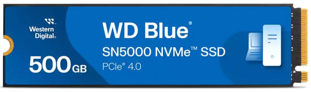 Disco duro interno SSD Western Digital Blue SN5000 de 500 GB M.2 PCIe 4.0 NVMe con memoria NAND 3D TLC.