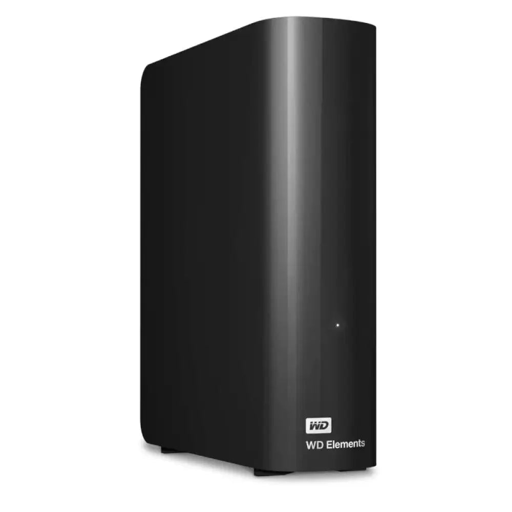 Disco externo Western Digital Elements Desktop de 20TB 3.5" con conexión USB 3.0, en color negro y diseño compacto.