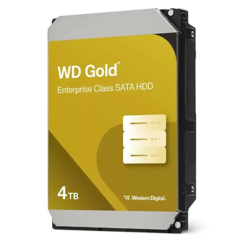 Disco duro interno Western Digital Gold WD4004FRYZ de 4TB con interfaz SATA/600, vista en imagen.