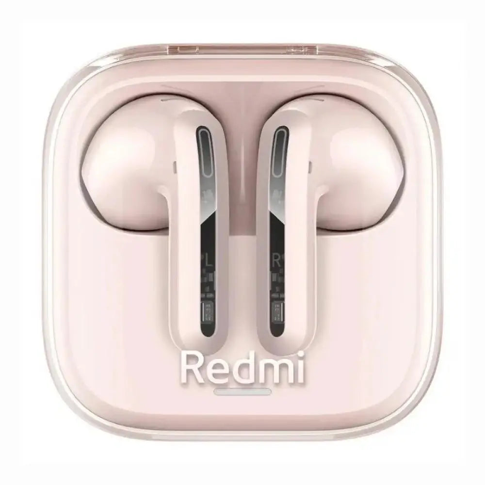Auriculares Xiaomi Buds 6 Active con micrófono y diseño rosa, visibles en la imagen, ideales para audio y llamadas.