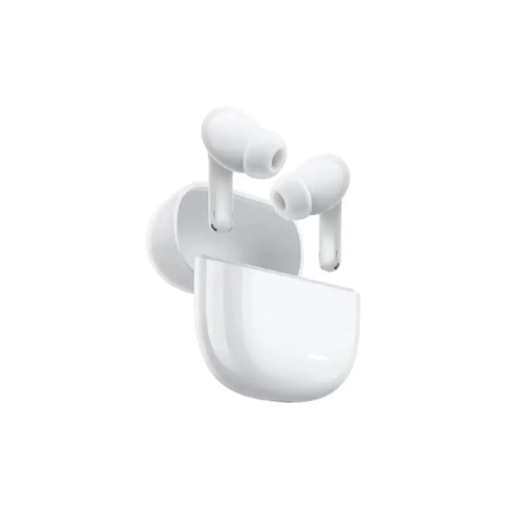 Auriculares Xiaomi Redmi Buds 8 Lite blancos con micrófono, diseño compacto y auriculares inalámbricos en la imagen.