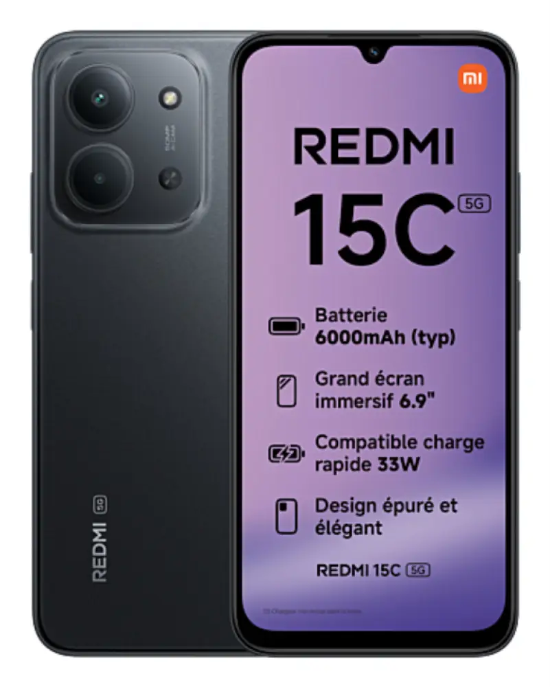 Xiaomi Redmi 15C 5G 17.5 cm (6.9") Ranura híbrida Dual SIM USB Tipo C 4 GB 256 GB 6000 mAh Negro