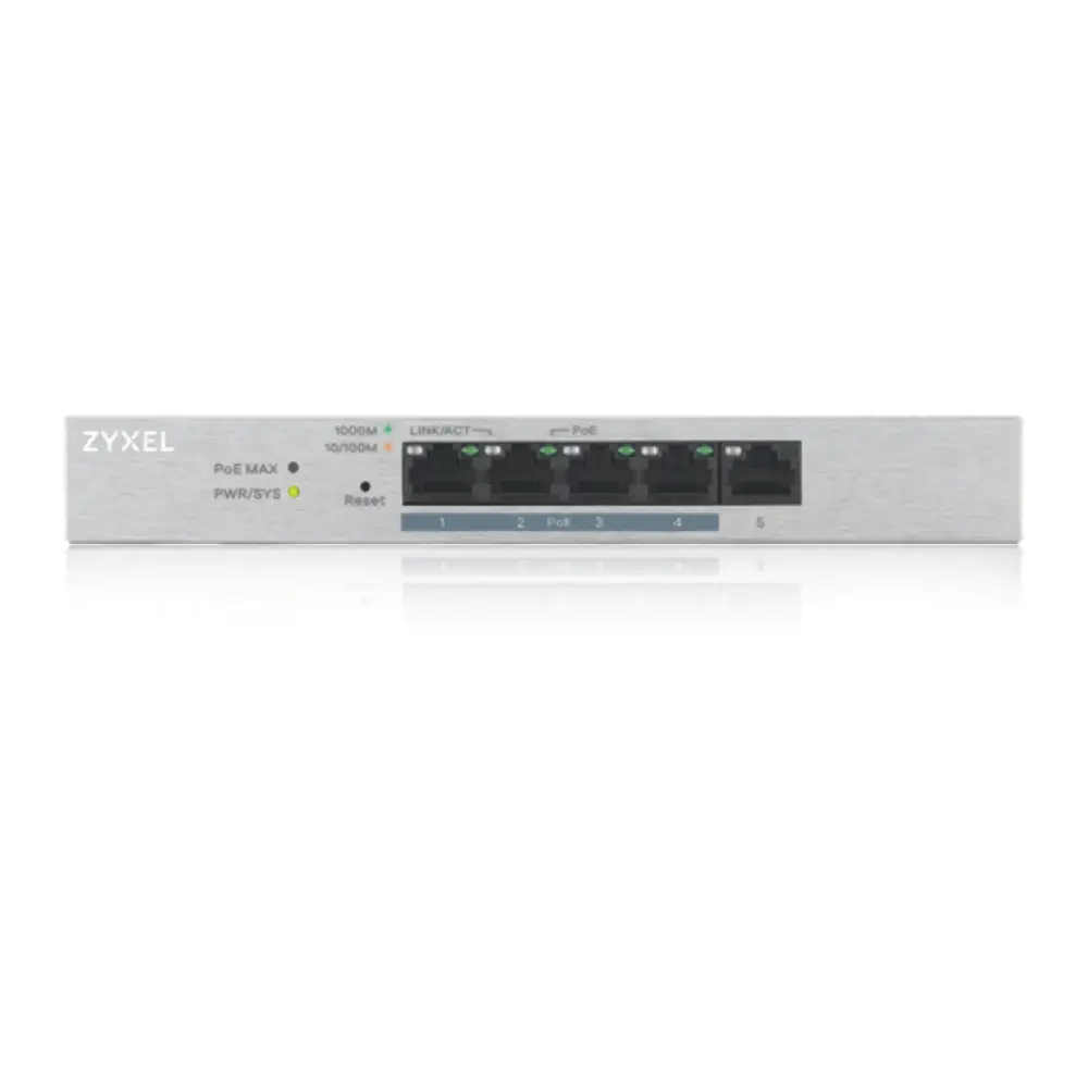 Zyxel GS1200-5HP v2 Gestionado Gigabit Ethernet (10/100/1000) Energía sobre Ethernet (PoE) Gris - detalle