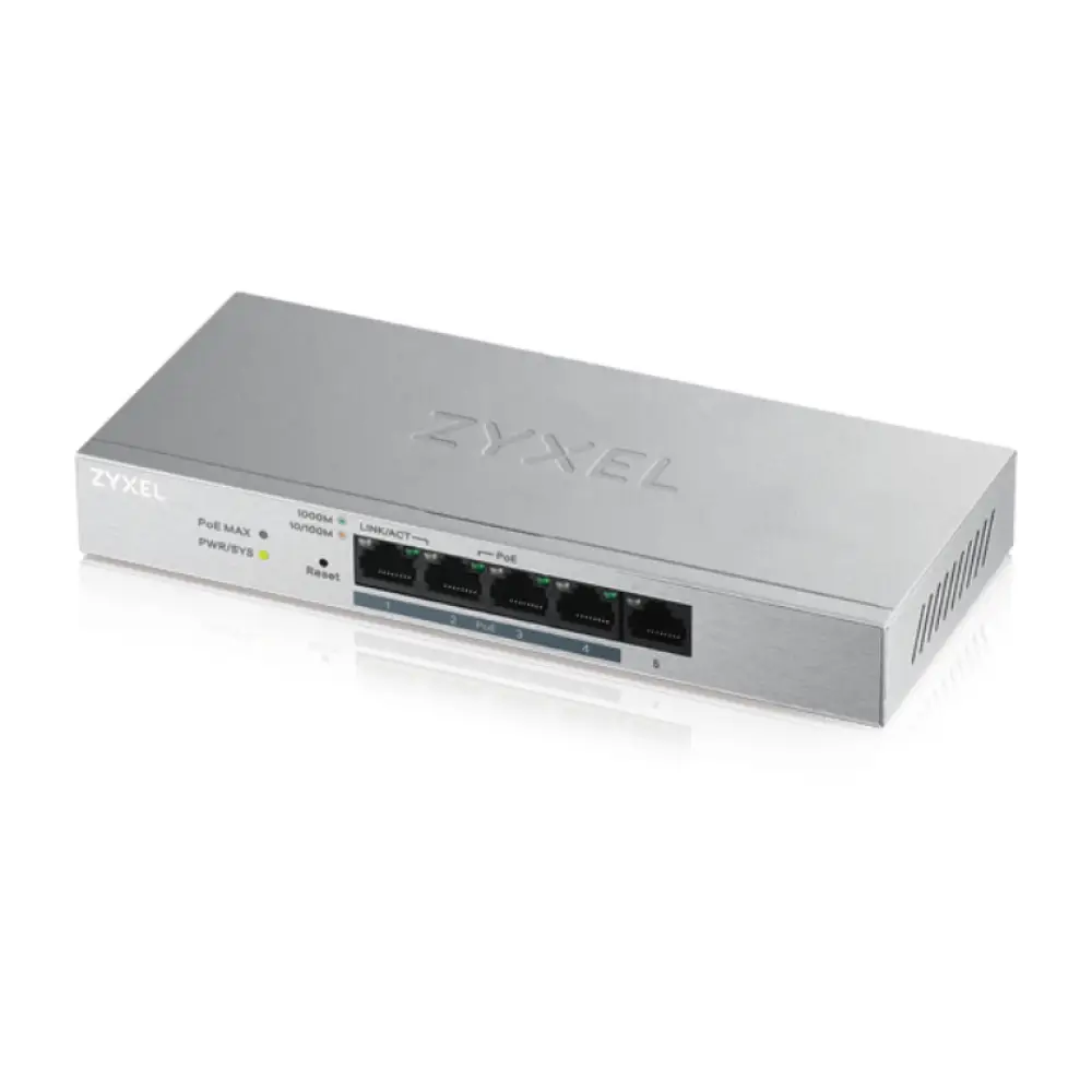 Zyxel GS1200-5HP v2 Gestionado Gigabit Ethernet (10/100/1000) Energía sobre Ethernet (PoE) Gris - detalle