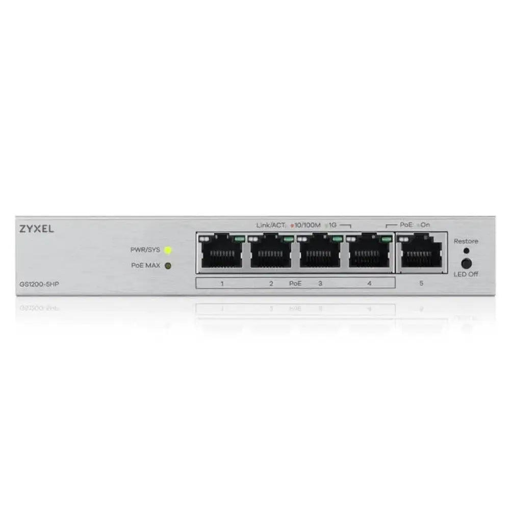ZyXEL GS1200-5HPv3 Switch 5xGb (4xPoE+) 68W - detalle