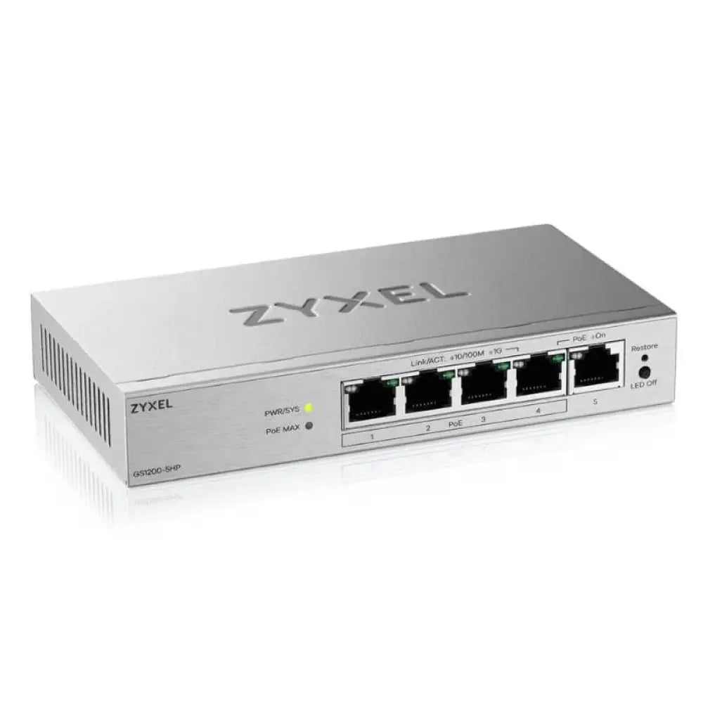 ZyXEL GS1200-5HPv3 Switch 5xGb (4xPoE+) 68W - detalle