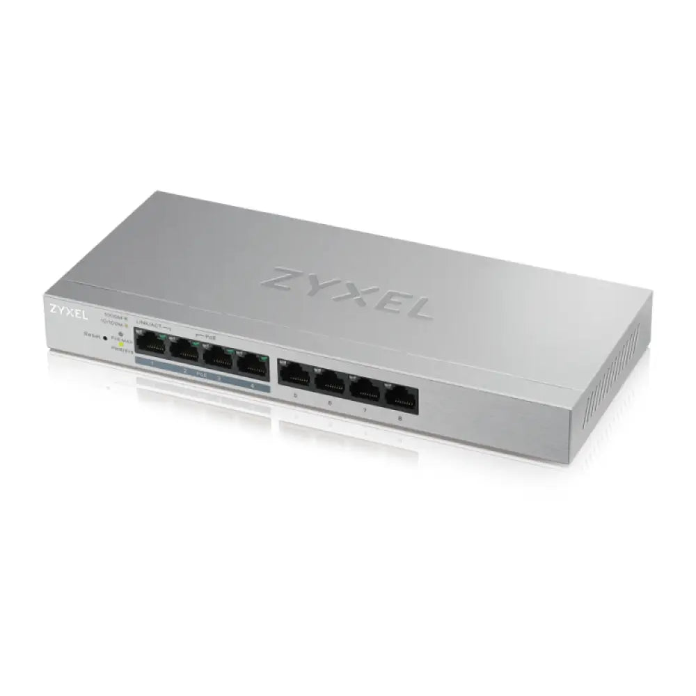 Zyxel GS1200-8HP v2 Gestionado Gigabit Ethernet (10/100/1000) Energía sobre Ethernet (PoE) Gris - detalle