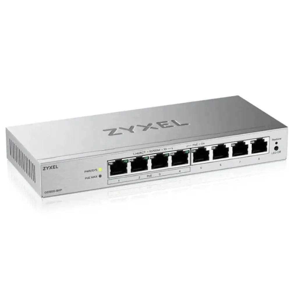 ZyXEL GS1200-8HPv3 Switch 8xGb (4xPoE+) 68W - detalle