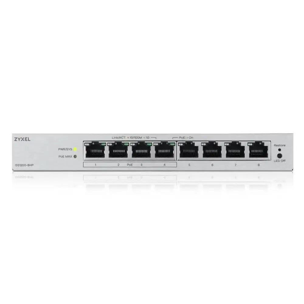 ZyXEL GS1200-8HPv3 Switch 8xGb (4xPoE+) 68W - detalle